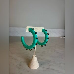 *LIKE NEW!* Smith & Co. 2" Jewel Hoop Earrings in Turquoise